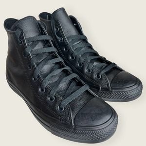Converse Shoes Black Leather High Top | Mens 5.5 Women 7.5 | All Star 135251c